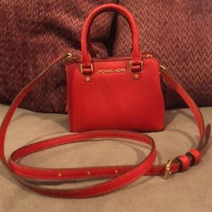 NWT Michael Kors mini scarlet red leather purse